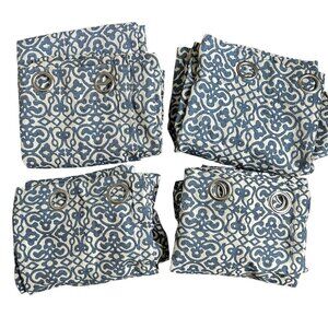 RODEO HOME Blue/Silver Grommet Curtains 54"W x 93"L